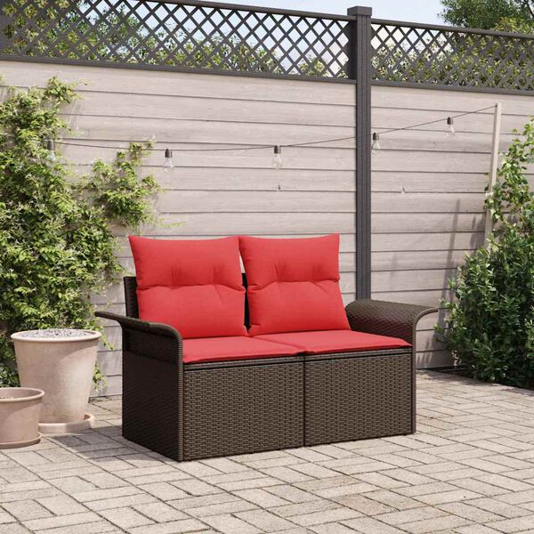 vidaXL Canapé de jardin avec coussin Marron 141 x 62 x 69 cm polyrotin