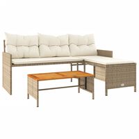 vidaXL Canapé de jardin avec table et coussins en forme de L beige