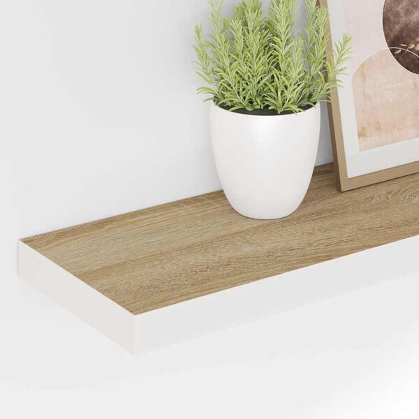 vidaXL &Eacute;tag&egrave;re flottante murale ch&ecirc;ne et blanc 80x23,5x3,8 cm MDF