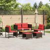 vidaXL Ensemble de canap&eacute; de jardin 6 pcs Marron et rouge polyrotin