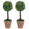 vidaXL Plantes de buis artificiel 2 pcs avec pots Boule Vert 41 cm