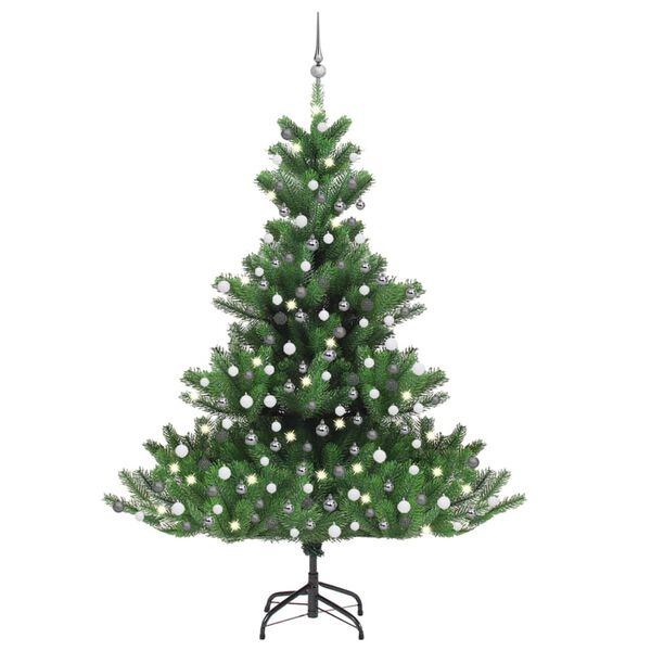 vidaXL Sapin de No&euml;l artificiel Nordmann avec LED et boules Vert 210cm