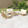 vidaXL Salon de jardin 5 pcs avec coussins blanc cr&egrave;me bambou