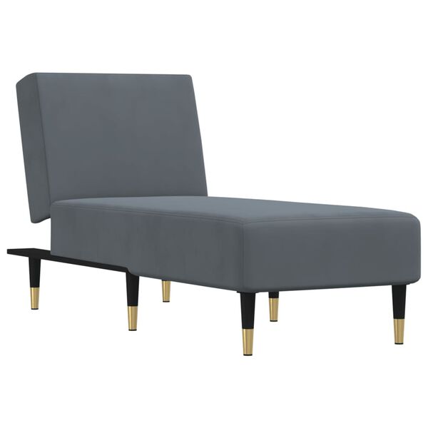 vidaXL Chaise longue gris foncé velours