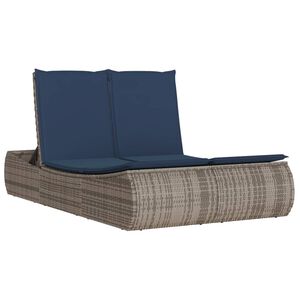 vidaXL Chaise longue double avec coussins gris r&eacute;sine tress&eacute;e