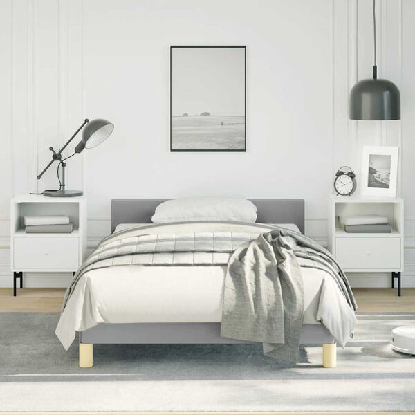 vidaXL Cadre de lit sans matelas gris clair double tissu