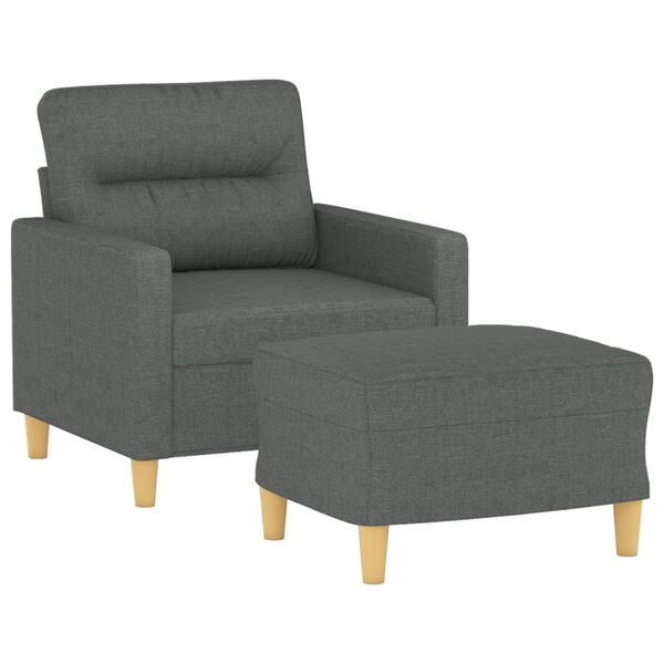 vidaXL Fauteuil avec repose-pied Gris fonc&eacute; 60 cm Tissu