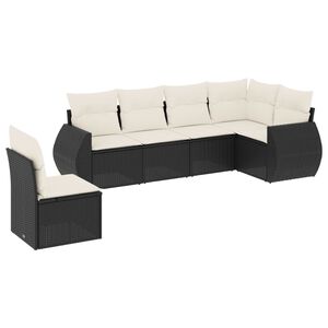 vidaXL Salon de jardin 6 pcs avec coussins noir r&eacute;sine tress&eacute;e