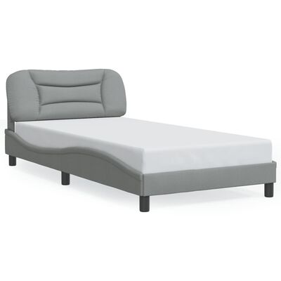 vidaXL Cadre de lit avec lumières LED gris clair 100x190 cm tissu