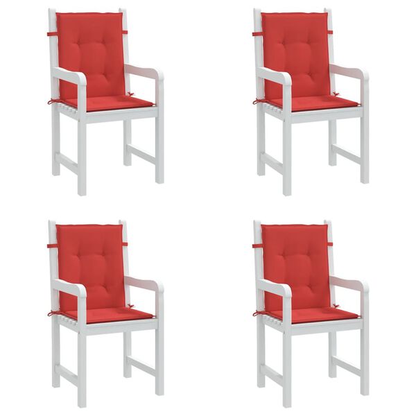 vidaXL Coussins de chaise de jardin &agrave; dossier bas lot de 4 rouge