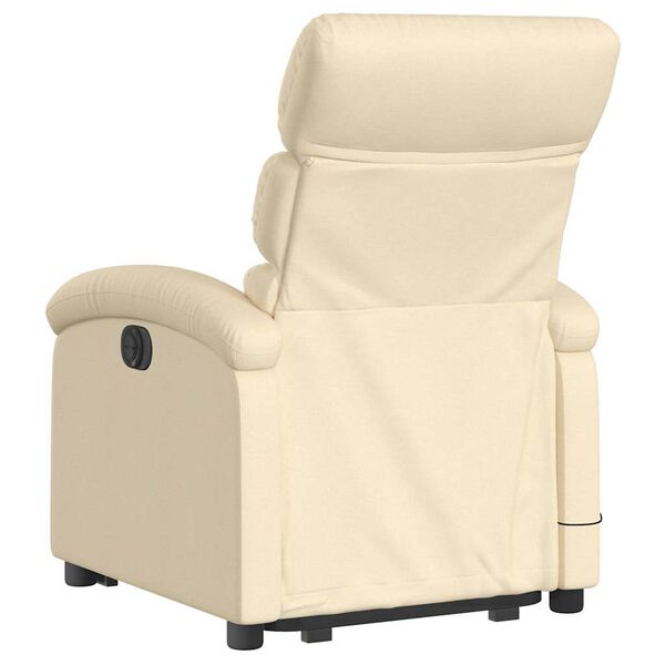 vidaXL Fauteuil inclinable de massage cr&egrave;me tissu