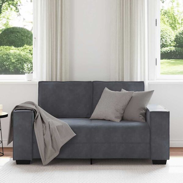 vidaXL Canap&eacute; &agrave; 2 places Gris fonc&eacute; 160x78x84 cm Velours