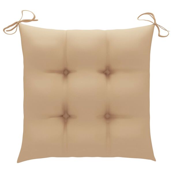 vidaXL Chaise &agrave; bascule avec coussin beige Bois de teck solide