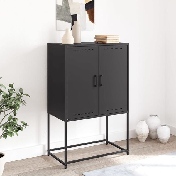 vidaXL Buffet haut noir 68,5x38,5x107 cm acier
