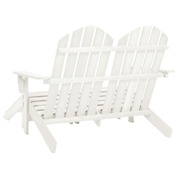 vidaXL Chaise de jardin Adirondack 2 places et repose-pied sapin blanc