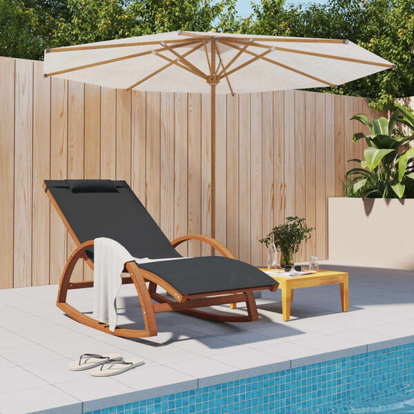 vidaXL Chaise &agrave; bascule textil&egrave;ne gris et bois de peuplier massif