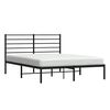 vidaXL Cadre de lit m&eacute;tal sans matelas avec t&ecirc;te de lit noir 135x190cm