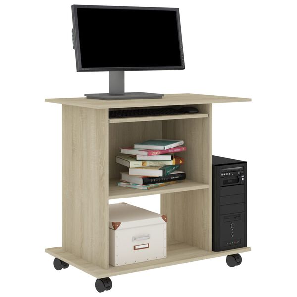 vidaXL Bureau d'ordinateur Chêne sonoma 80x50x75 cm Bois d'ingénierie
