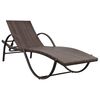 vidaXL Chaise longue avec coussin et table R&eacute;sine tress&eacute;e Marron