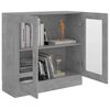 vidaXL Armoire &agrave; vitrine Gris b&eacute;ton 82,5x30,5x80 cm Bois d'ing&eacute;nierie