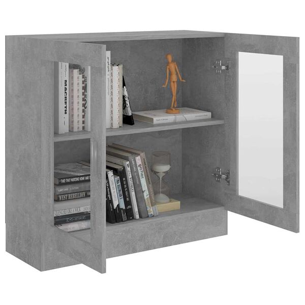vidaXL Armoire &agrave; vitrine Gris b&eacute;ton 82,5x30,5x80 cm Bois d'ing&eacute;nierie