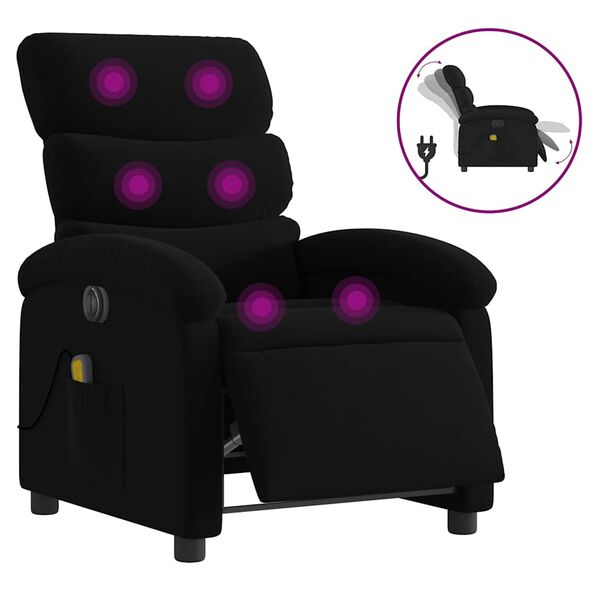 vidaXL Fauteuil inclinable de massage &eacute;lectrique noir tissu
