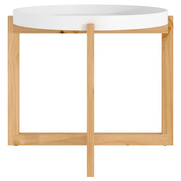 vidaXL Table basse Blanc 53x53x43,5 cm Bois d'ingénierie et pin massif