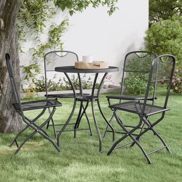 vidaXL Chaises pliables jardin lot de 4 Maille m&eacute;tallique Anthracite