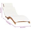 vidaXL Chaise longue pliable avec coussin blanc cr&egrave;me Bois de teck
