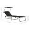 vidaXL Chaise longue pliable avec toit Aluminium et textil&egrave;ne Noir