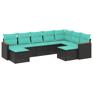 vidaXL Salon de jardin 9 pcs avec coussins noir r&eacute;sine tress&eacute;e