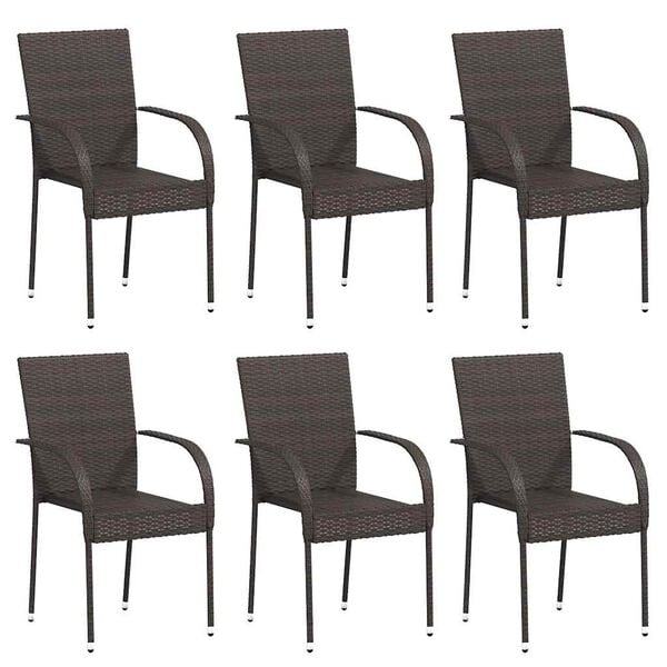 vidaXL Chaises empilables d'ext&eacute;rieur lot de 2 R&eacute;sine tress&eacute;e Marron