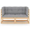 vidaXL Canapé 2 places de jardin avec coussins Bois de pin solide