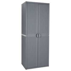 vidaXL Armoire de rangement de jardin gris 65x45x172 cm PP rotin