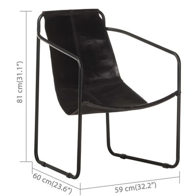 vidaXL Fauteuil de relaxation noir cuir véritable