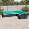 vidaXL Salon de jardin 10 pcs avec coussins noir r&eacute;sine tress&eacute;e
