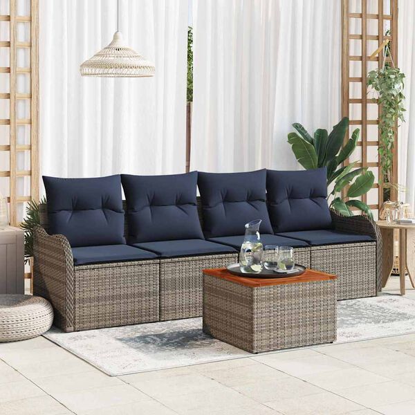vidaXL Ensemble de canapé de jardin 5 pcs Gris Poly rotin
