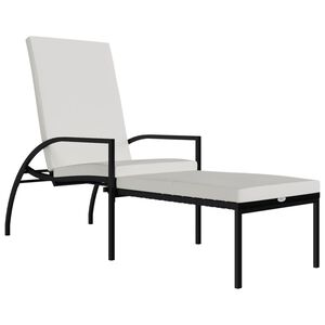 vidaXL Chaise longue avec repose-pied R&eacute;sine tress&eacute;e Noir