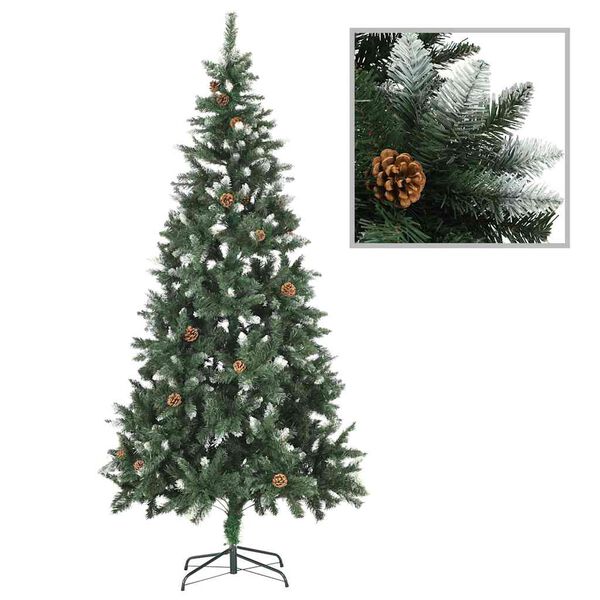 vidaXL Arbre de No&euml;l artificiel pr&eacute;-&eacute;clair&eacute; et boules 210 cm