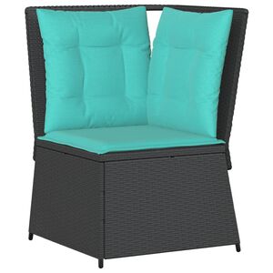 vidaXL Canap&eacute; d'angle de jardin avec coussins noir r&eacute;sine tress&eacute;e