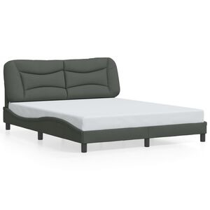vidaXL Cadre de lit sans matelas Hvar gris foncé 152x203 cm tissu