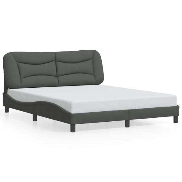 vidaXL Cadre de lit sans matelas Hvar gris foncé 152x203 cm tissu