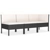 vidaXL Salon de jardin 3 pcs avec coussins R&eacute;sine tress&eacute;e Noir