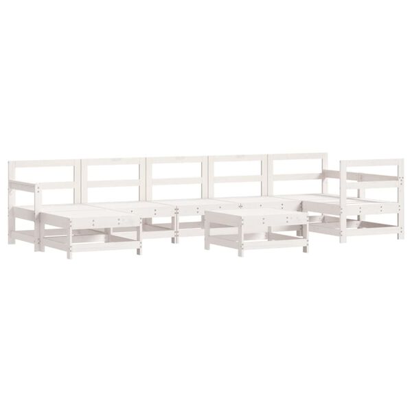 vidaXL Salon de jardin 8 pcs avec coussins blanc bois massif