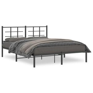 vidaXL Cadre de lit m&eacute;tal sans matelas avec t&ecirc;te de lit noir 150x200cm