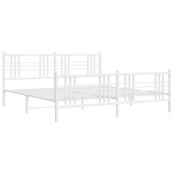 vidaXL Cadre de lit m&eacute;tal sans matelas et pied de lit blanc 193x203 cm
