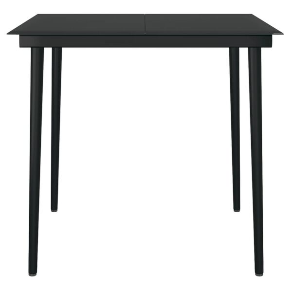 vidaXL Table à dîner de jardin Noir 80x80x74 cm Acier et verre