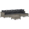 vidaXL Salon de jardin 6 pcs avec coussins Gris R&eacute;sine tress&eacute;e