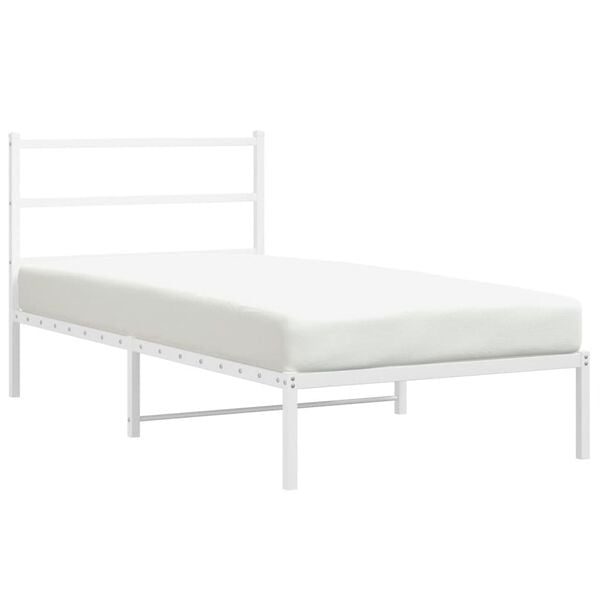 vidaXL Cadre de lit m&eacute;tal sans matelas et t&ecirc;te de lit blanc 100x200 cm