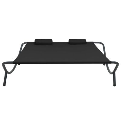 vidaXL Chaise longue d'extérieur tissu noir